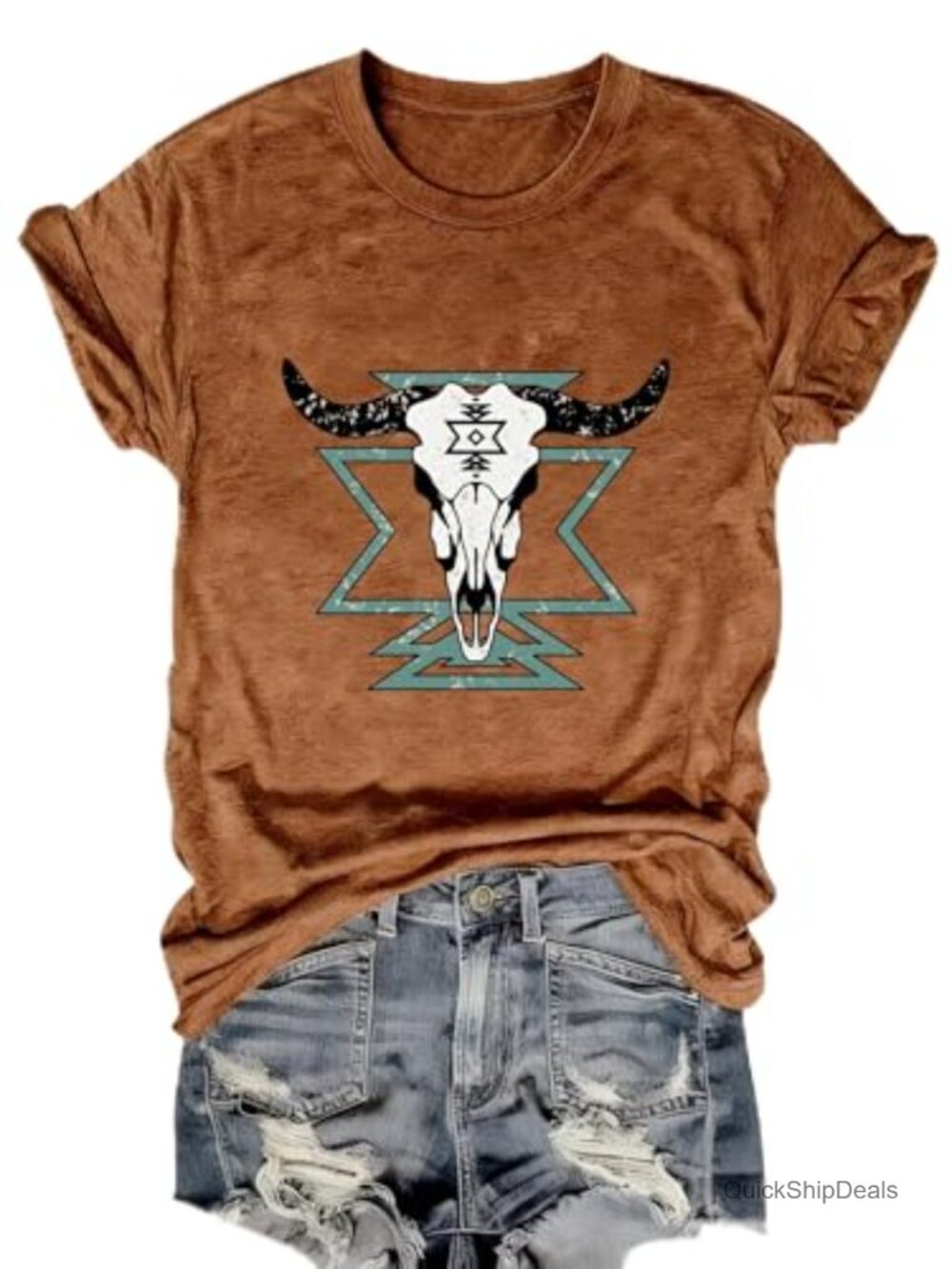 Western Cowgirl Graphic T-Shirt Cotton Blend Short Sleeve Crew Neck